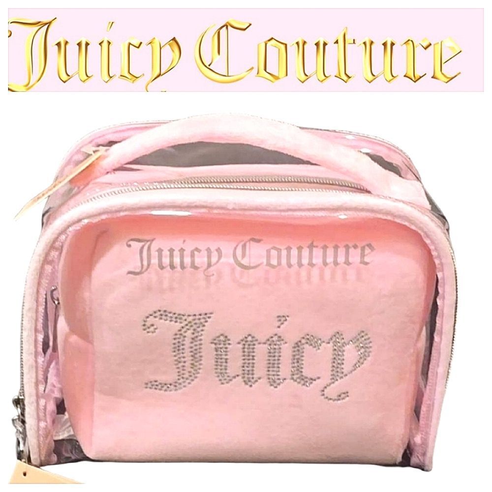 Juicy Couture Keepβ It Juicy Transparent & Velour Nested Cosmetic Bag Set- Pink